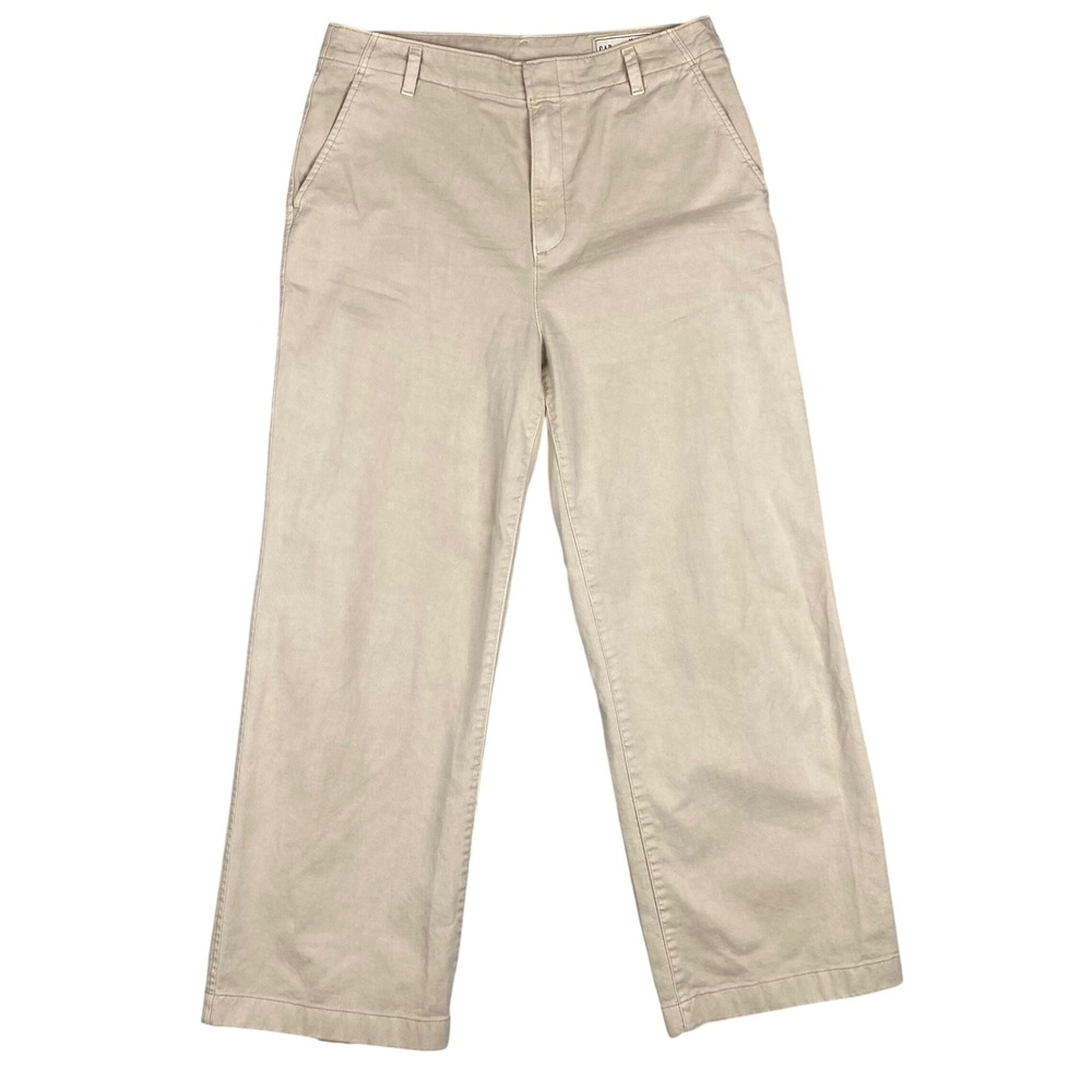 Gap Loose Khaki High Rise Wide Leg Regenerative Cotton Pants Womens 10 Moonstone